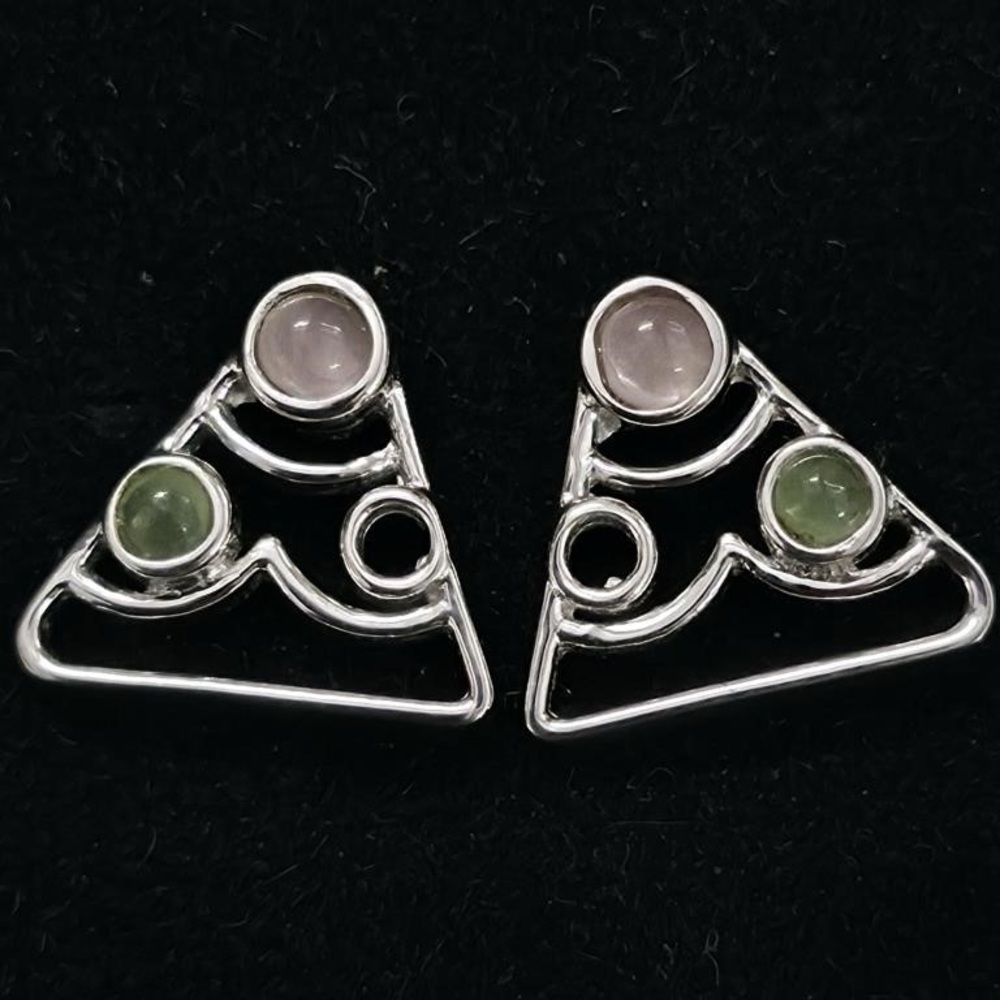 Sterling Silver Tourmaline Cluster Earrings | Rhodium Plated